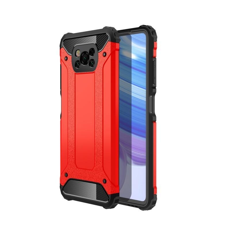 Armor odolný hybridný kryt pre mobil Xiaomi Poco X3/X3 Pro - červený