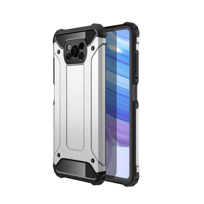 Armor odolný hybridný kryt pre mobil Xiaomi Poco X3/X3 Pro - strieborný