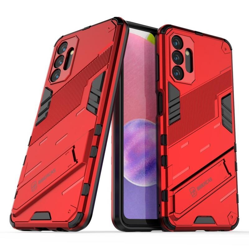 Armory odolný hybridný kryt s výklopným stojanom pre mobil Samsung Galaxy A13 5G/Galaxy A04s (164.7 x 76.7 x 9.1 mm) - červený