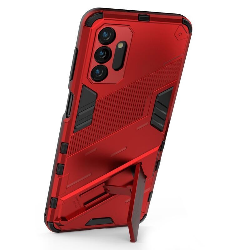 Armory odolný hybridný kryt s výklopným stojanom pre mobil Samsung Galaxy A13 5G/Galaxy A04s (164.7 x 76.7 x 9.1 mm) - červený