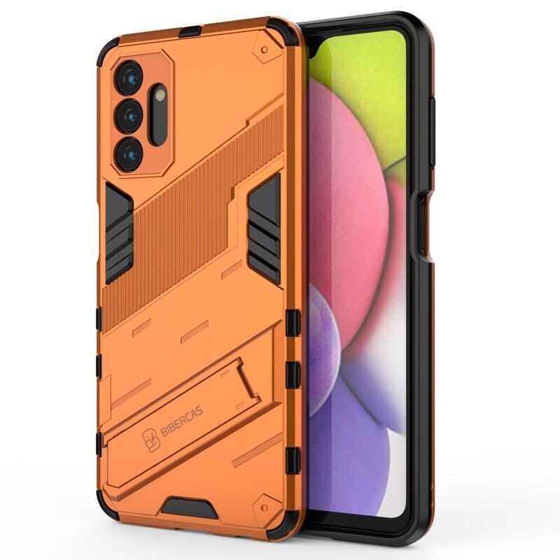 Armory odolný hybridný kryt s výklopným stojanom pre mobil Samsung Galaxy A13 5G/Galaxy A04s (164.7 x 76.7 x 9.1 mm) - oranžový