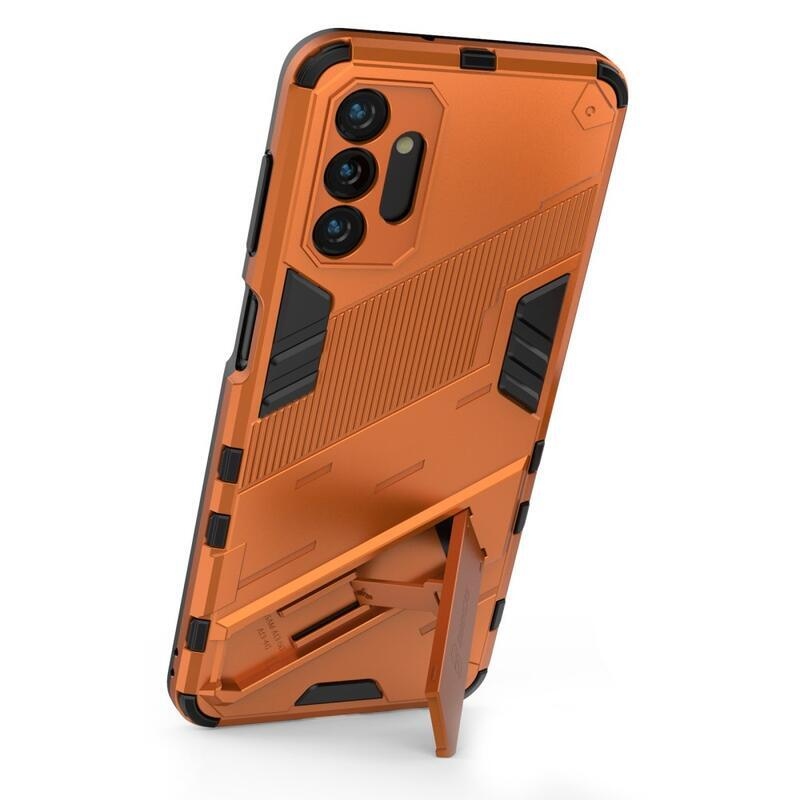 Armory odolný hybridný kryt s výklopným stojanom pre mobil Samsung Galaxy A13 5G/Galaxy A04s (164.7 x 76.7 x 9.1 mm) - oranžový