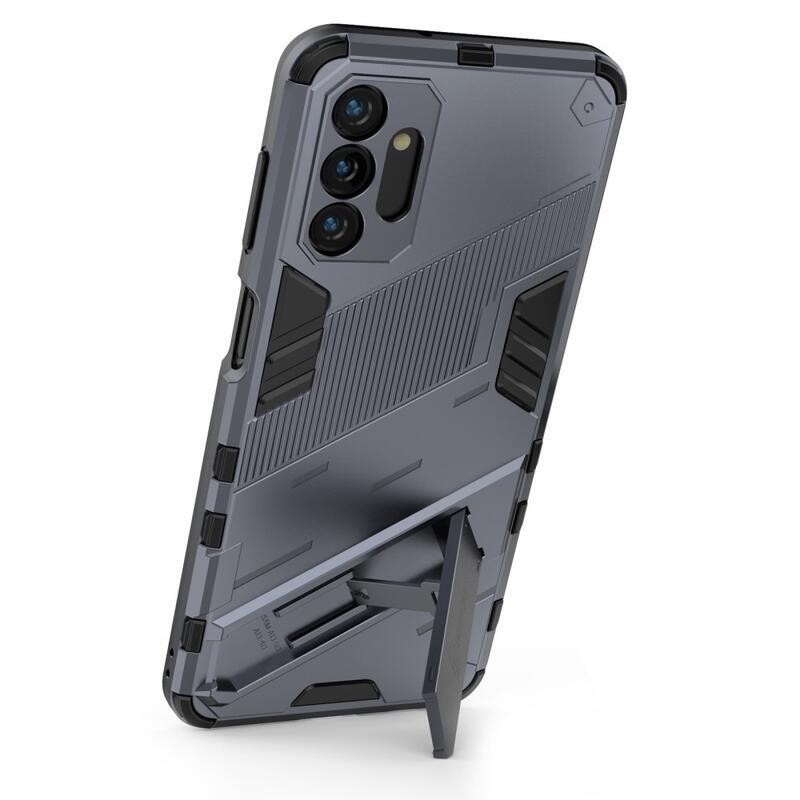 Armory odolný hybridný kryt s výklopným stojanom pre mobil Samsung Galaxy A13 5G/Galaxy A04s (164.7 x 76.7 x 9.1 mm) - tmavomodrý