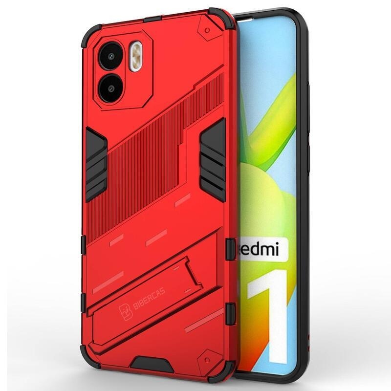 Armory odolný hybridný kryt s výklopným stojanom pre mobil Xiaomi Redmi A1/Redmi A2 - červený