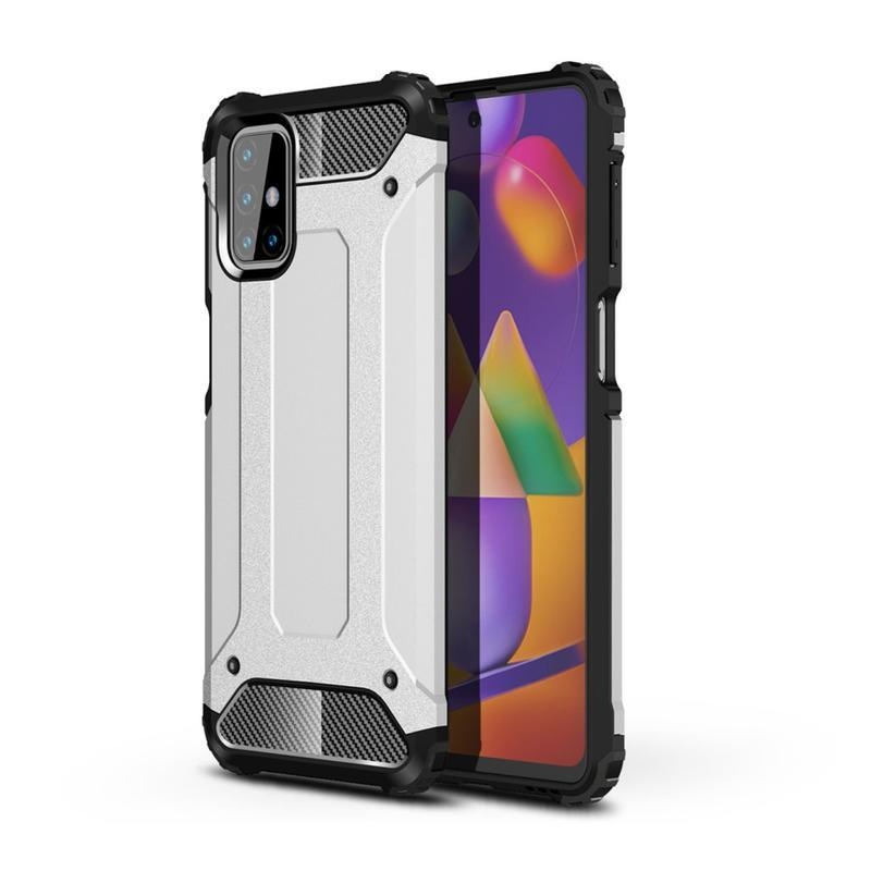 Armor odolný hybridný kryt pre mobil Samsung Galaxy M31s - strieborný