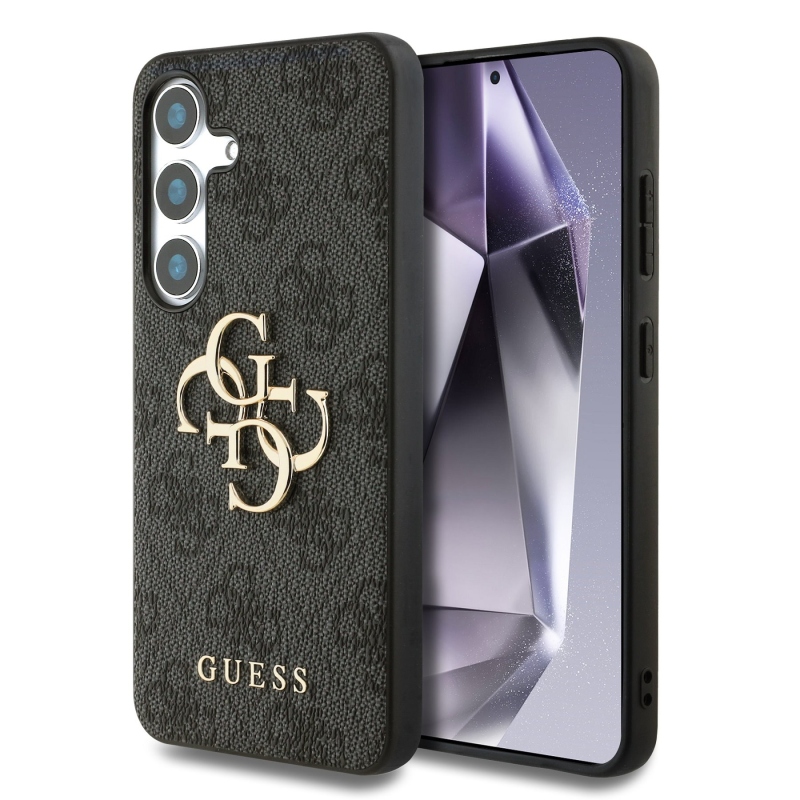 Guess PU 4G Metal Logo Zadný Kryt pre Samsung Galaxy S25 Grey