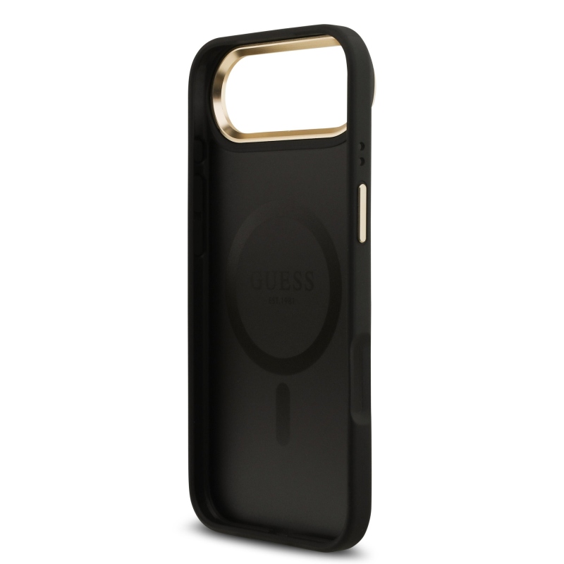 Guess PU kožený zadný kryt 4G Gold Frame MagSafe pre iPhone Air Black