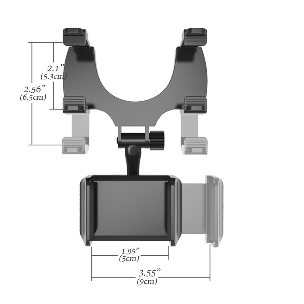 Rear univerzálny držiak telefónu na spätné zrkadlo - čierny