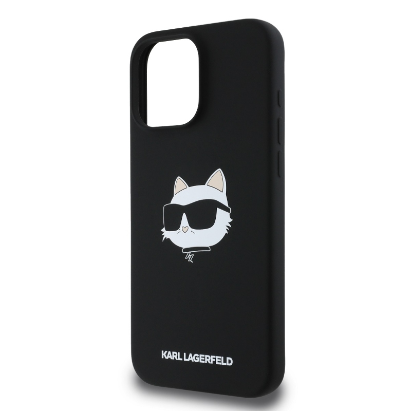 Karl Lagerfeld Liquid Silicone Choupette Head MagSafe Zadný Kryt pre iPhone 16 Pro Black