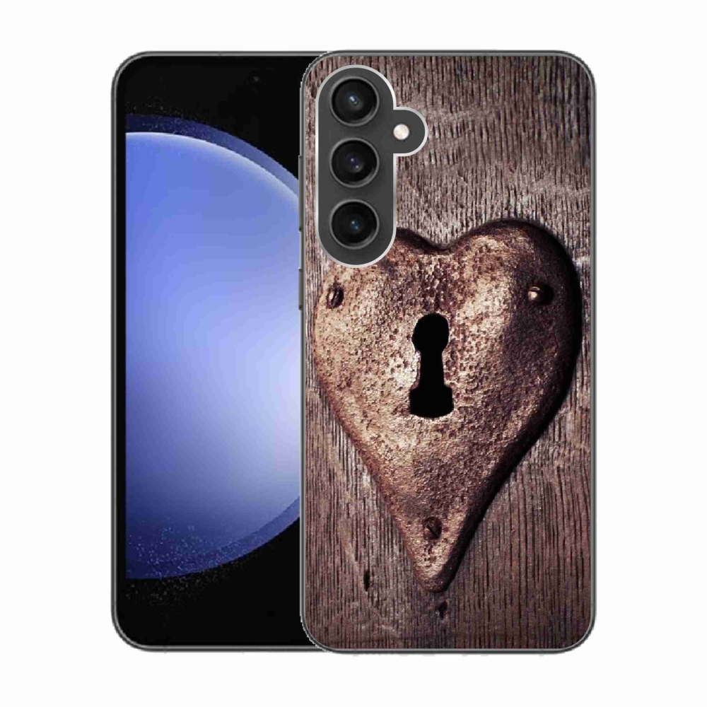 Gélový kryt mmCase na Samsung Galaxy S23 FE - zámok v tvare srdca