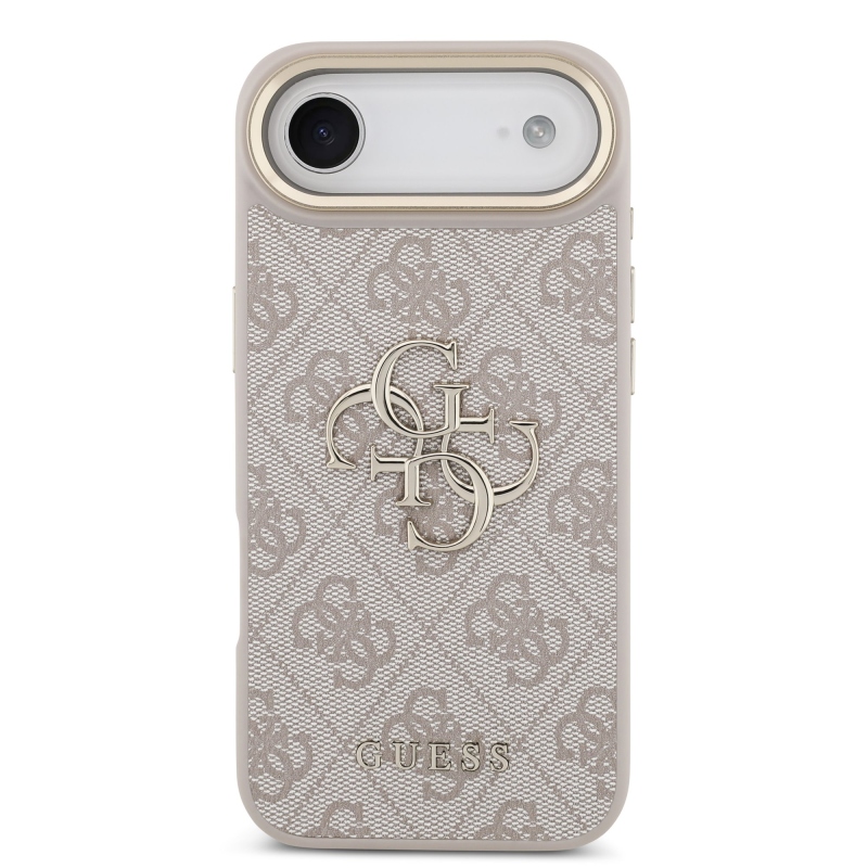Guess PU kožený 4G kovové logo Gold Frame zadný kryt pre iPhone Air Pink