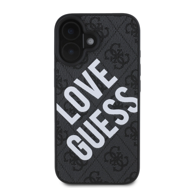 Guess PU Leather 4G Big Love Logo MagSafe Zadný Kryt pre iPhone 16 Black