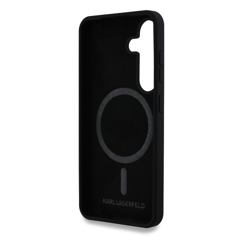 Karl Lagerfeld Liquid Silicone K&CH Heads MagSafe Zadný Kryt pre Samsung Galaxy S25+ Black
