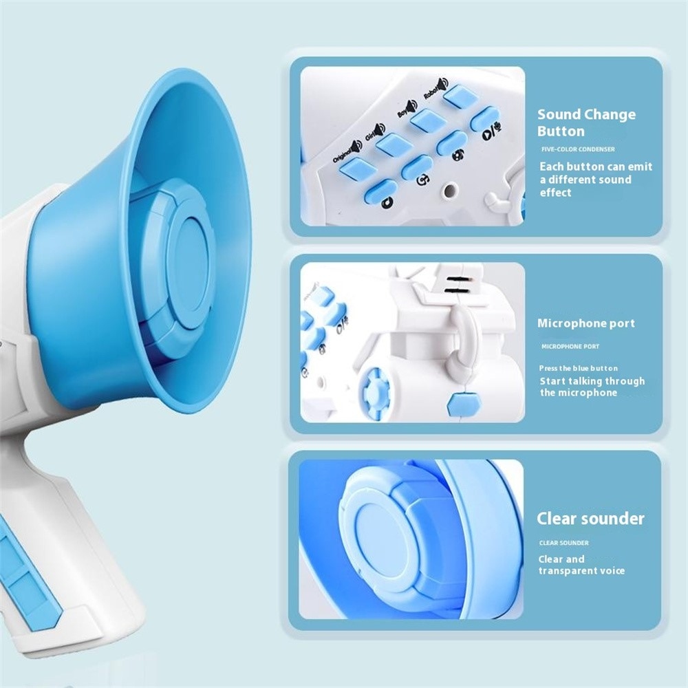 Zábavný menič hlasu pre deti s nahrávaním a efektmi – modrý