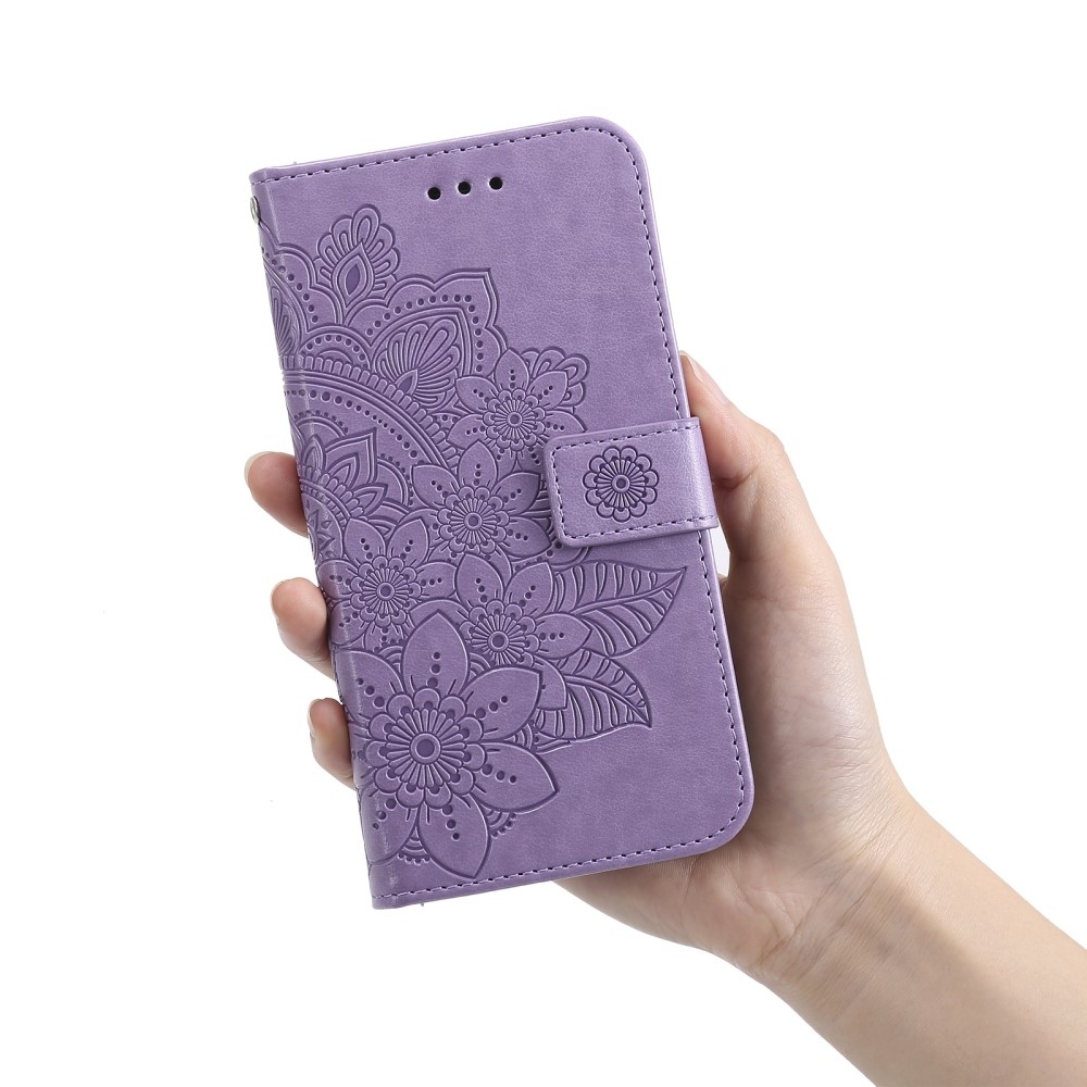 Floral knižkové púzdro na Realme 14 5G - fialové