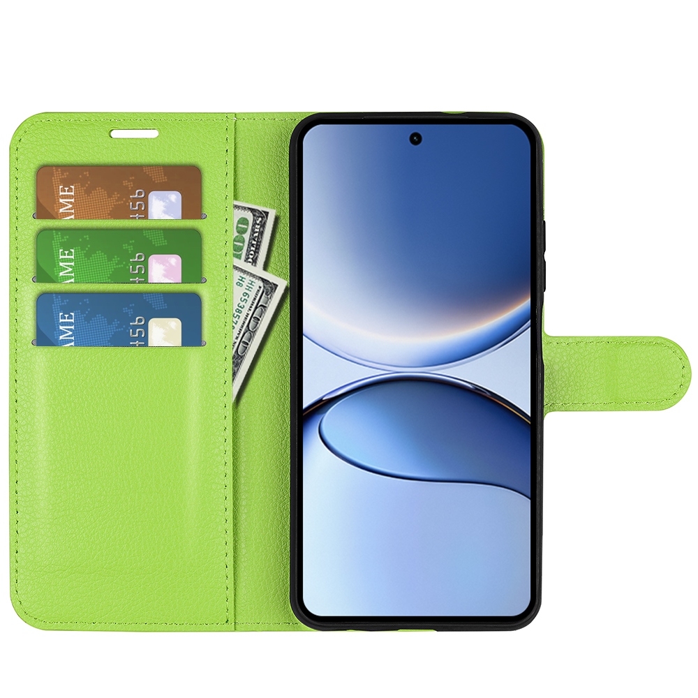 Litchi knižkové púzdro na Xiaomi Poco F7 5G - zelené