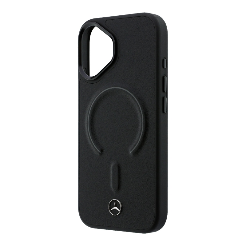 Mercedes PU kožený 3D zadný kryt MagSafe pre iPhone 17 Black