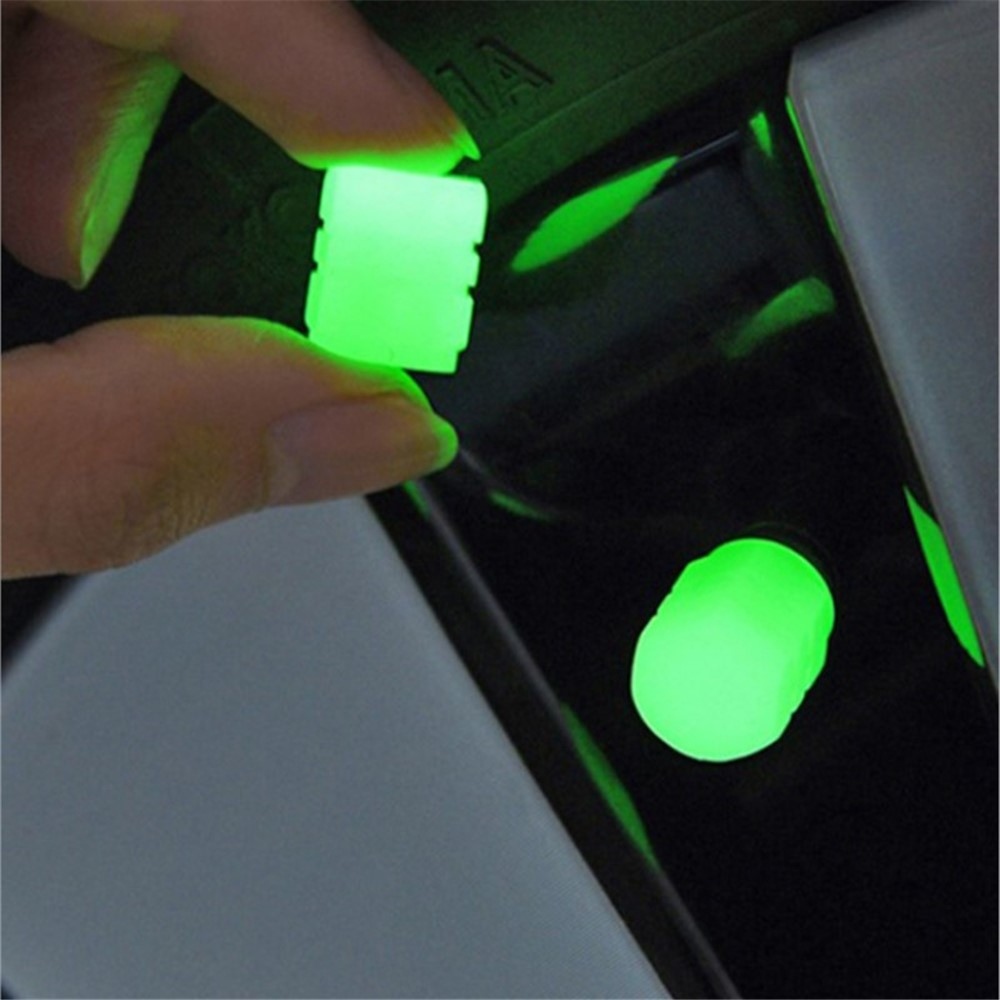 Svietiace krytky ventilov kolies pre auto, motorku a bicykel - 4 ks