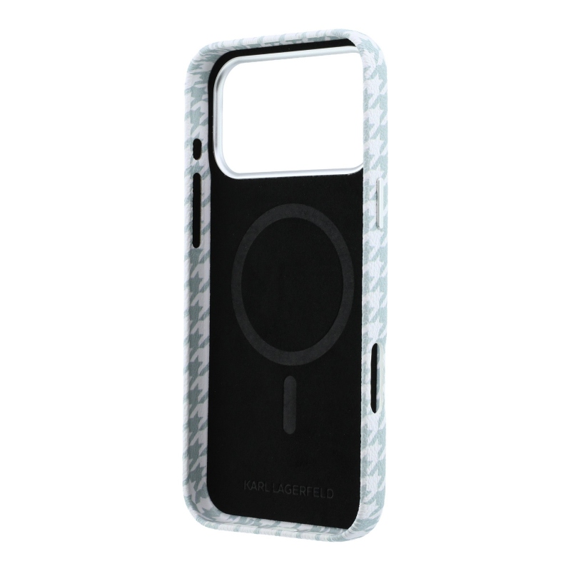 Karl Lagerfeld PU Houndstooth Resin Plate Zadný kryt MagSafe pre iPhone 17 Pro Max Blue