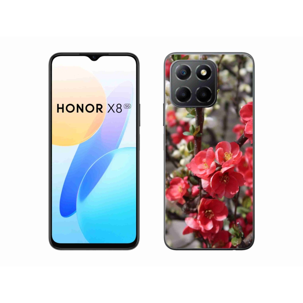 Gélový kryt mmCase na Honor X8 5G - červené kvety