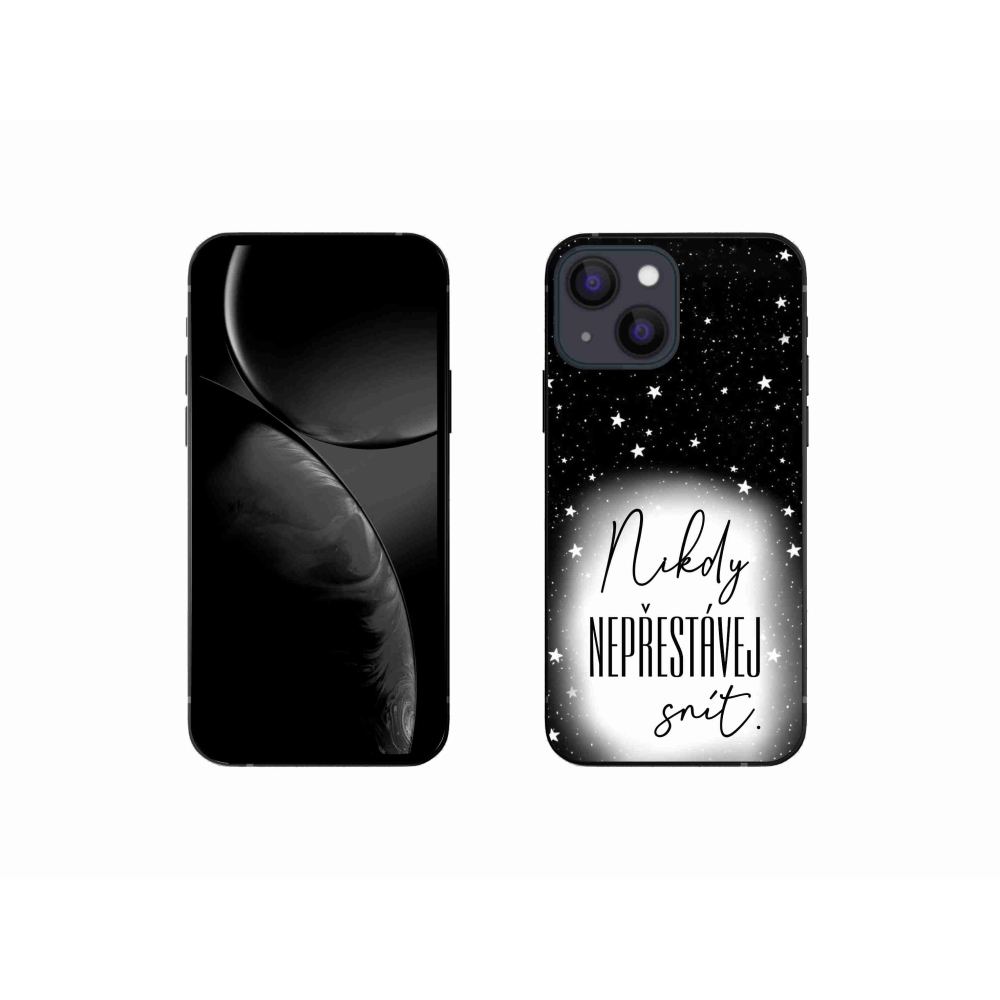 Gélový kryt mmCase na iPhone 13 mini 5.4 - citát 1 bieločierne pozadie