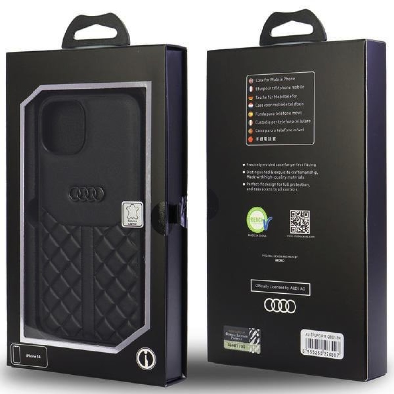 Audi Genuine Leather Zadný Kryt pre iPhone 11/XR Black