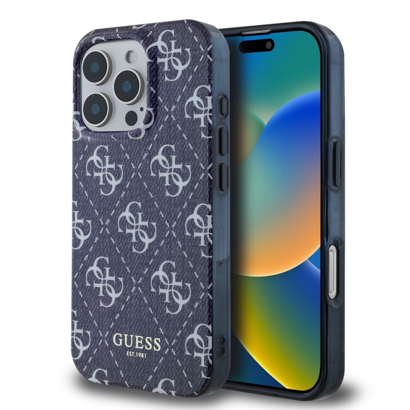 Guess IML Denim Effect MagSafe Zadný Kryt pre iPhone 16 Pro Max Dark Blue