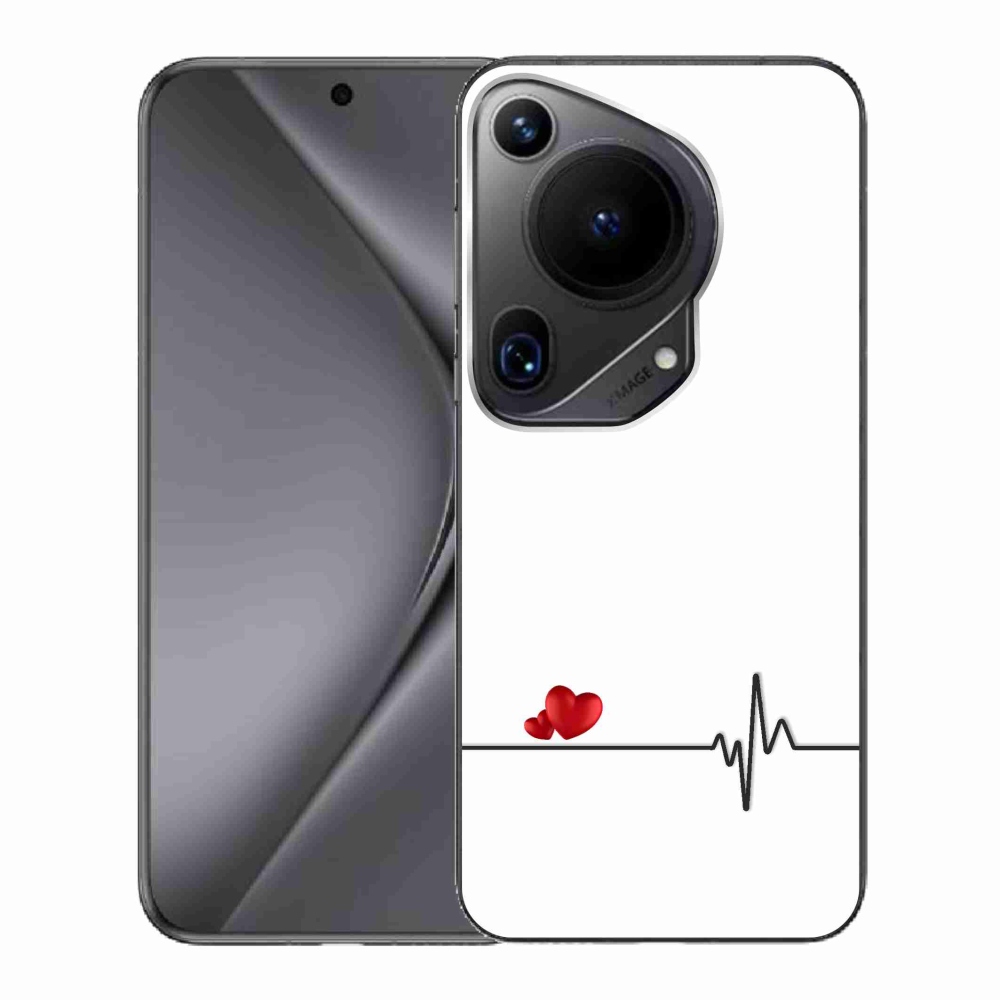 Gélový kryt mmCase na Huawei Pura 70 Ultra - srdce a tep biele pozadie