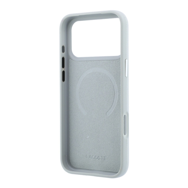 Lacoste PVC Petit Pique Semi Wrap Ring Stand MagSafe zadný kryt pre iPhone 18 Pro, svetlošedý