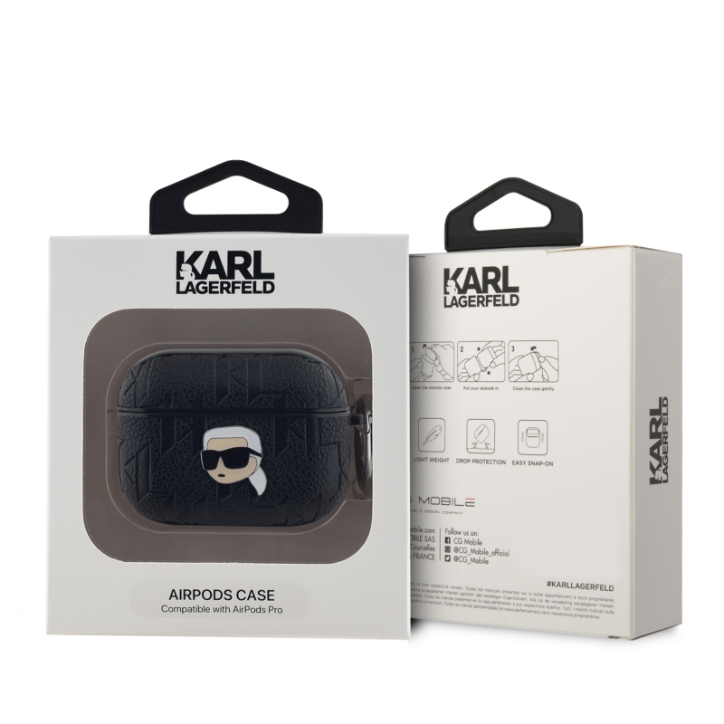 Karl Lagerfeld PU Embossed Karl Head Puzdro pre AirPods Pro Black