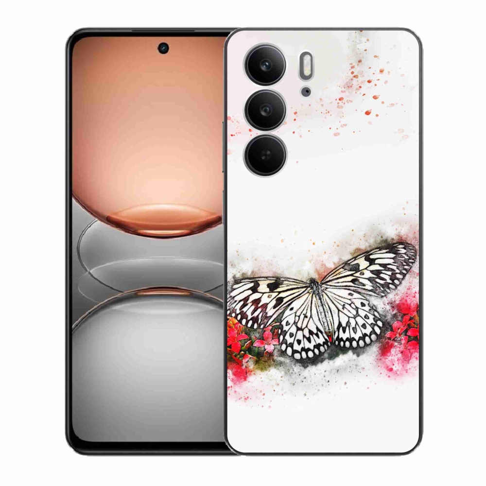 Gélový kryt mmCase na Realme C75 - čiernobiely motýľ