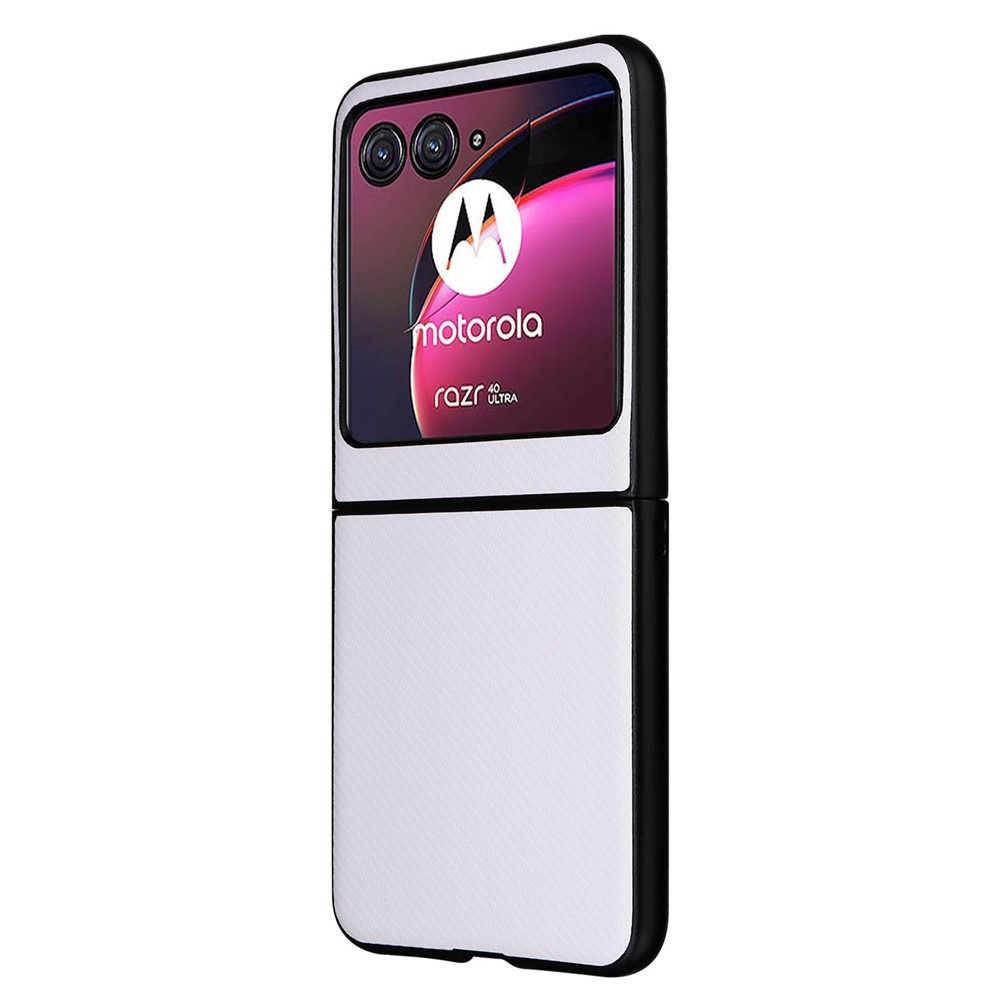 Textúry plastový kryt s umelou kožou na Motorola Razr 40 Ultra 5G - biely