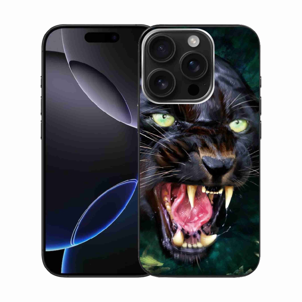 Gélový kryt mmCase na iPhone 16 Pro - rozzúrený čierny panter