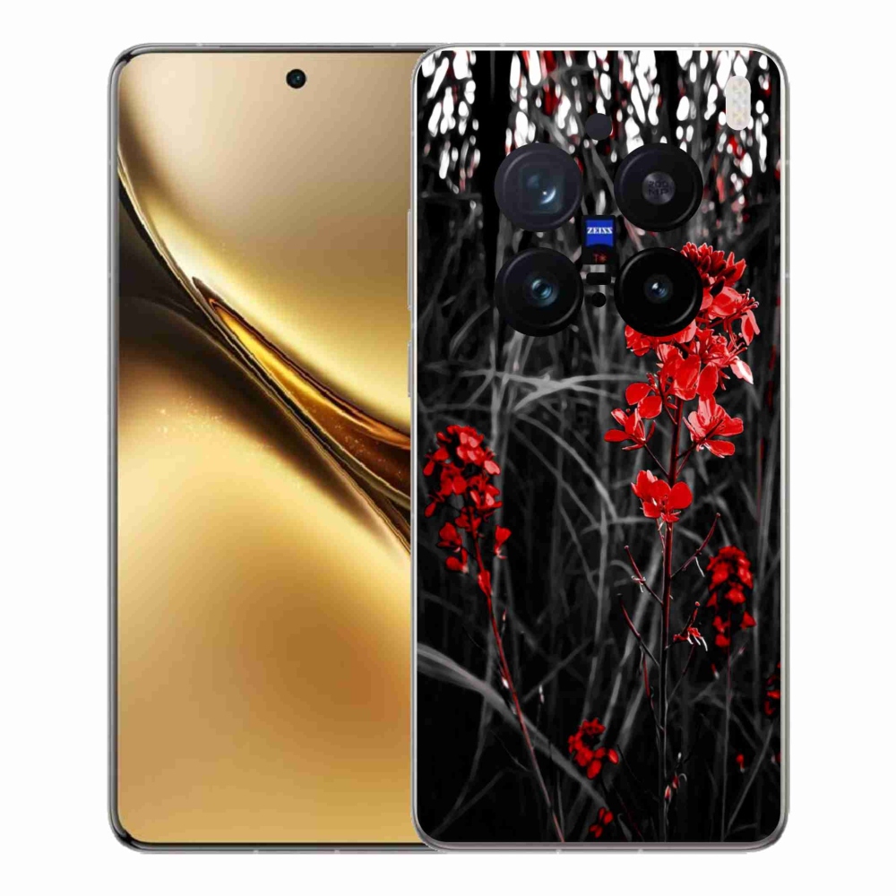 Gélový kryt mmCase na Vivo X200 Pro 5G - červená rastlina