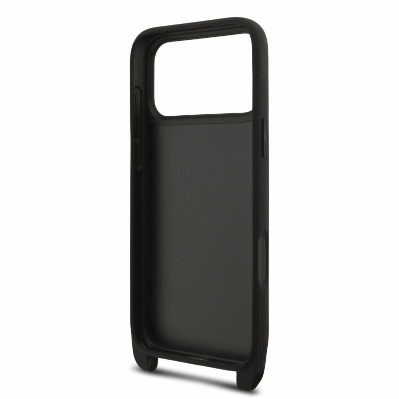 Karl Lagerfeld Saffiano Crossbody popruh Metal Karl a Choupette zadný kryt pre iPhone 18 Pro čierny