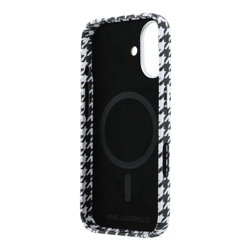 Karl Lagerfeld PU Houndstooth Resin Plate Zadný kryt MagSafe pre iPhone 17 Black