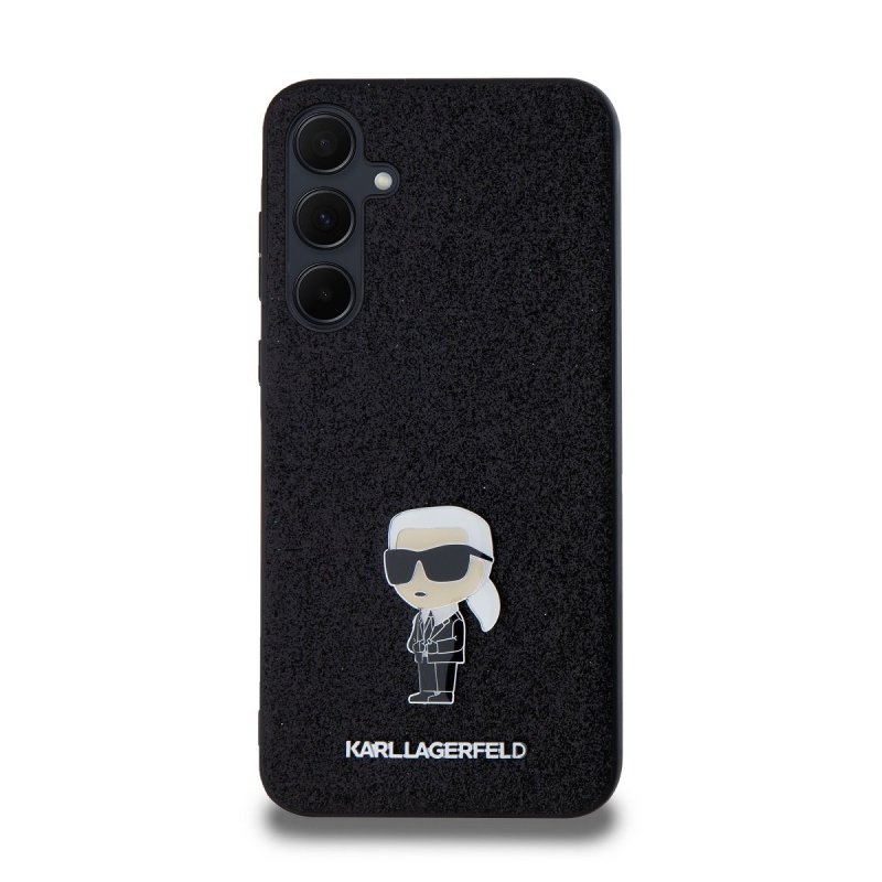 Karl Lagerfeld Fixed Glitter Metal Ikonik Zadný Kryt pre Samsung Galaxy A35 5G Black