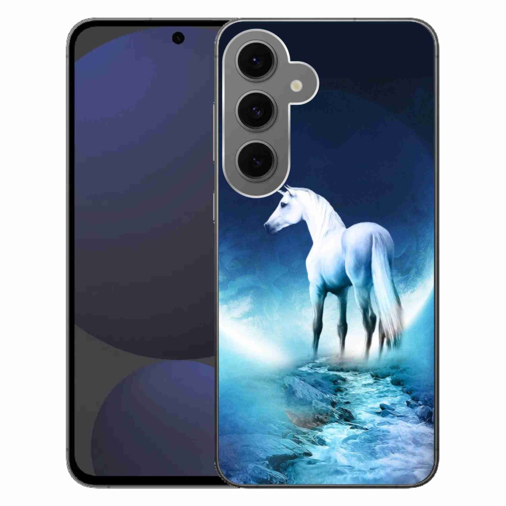 Gélový kryt mmCase na Samsung Galaxy S24 FE - biely jednorožec