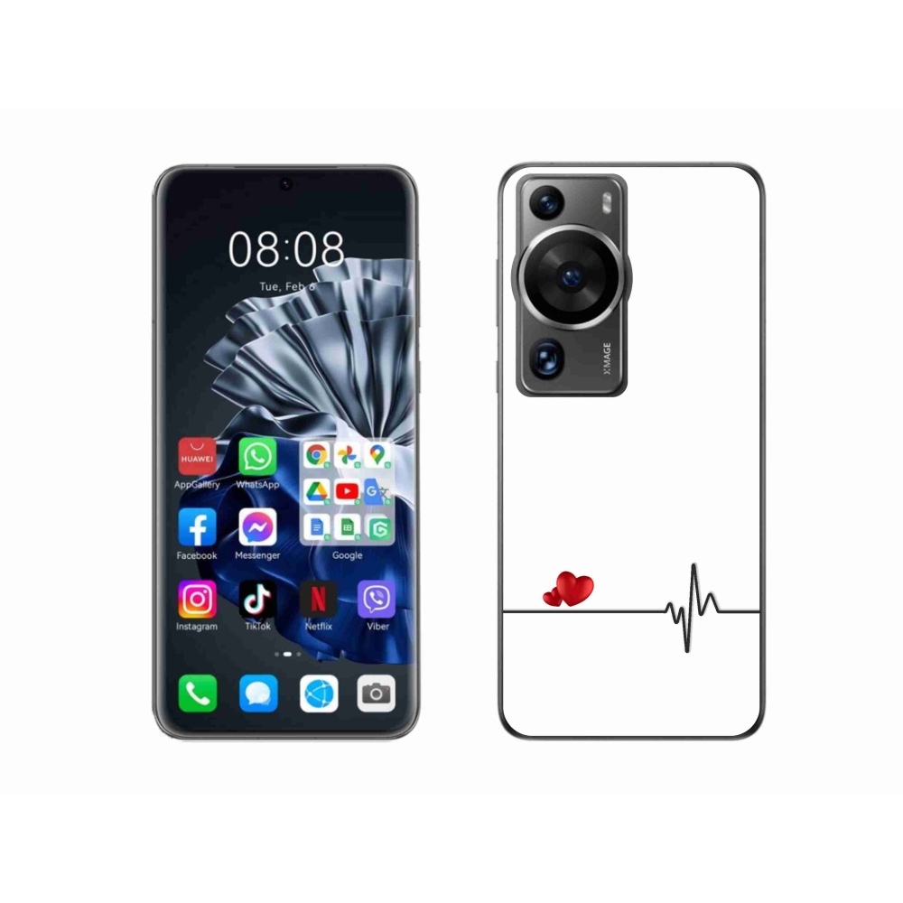Gélový kryt mmCase na Huawei P60 Pro - srdce a tep biele pozadie