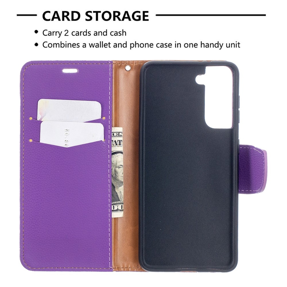 Wallet knižkové puzdro na Samsung Galaxy S21 - fialové
