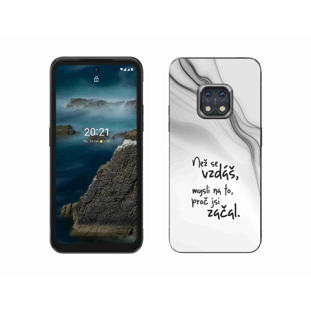 Gélový kryt mmCase na Nokia XR20 - citát 2 biele pozadie