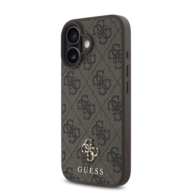 Guess PU 4G Small Metal Logo MagSafe zadný kryt pre iPhone 16 Plus Brown