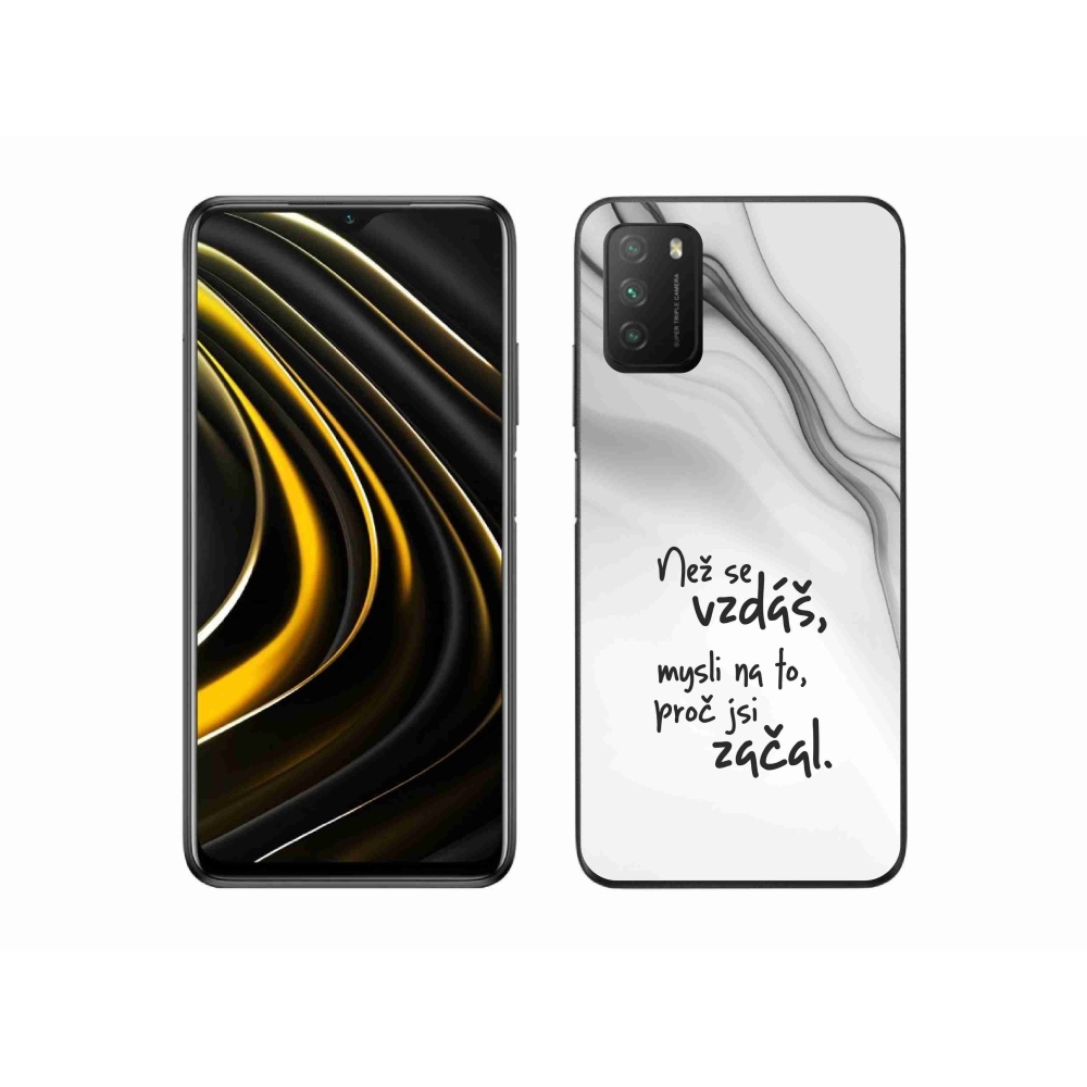 Gélový kryt mmCase na Xiaomi Poco M3 - citát 2 biele pozadie