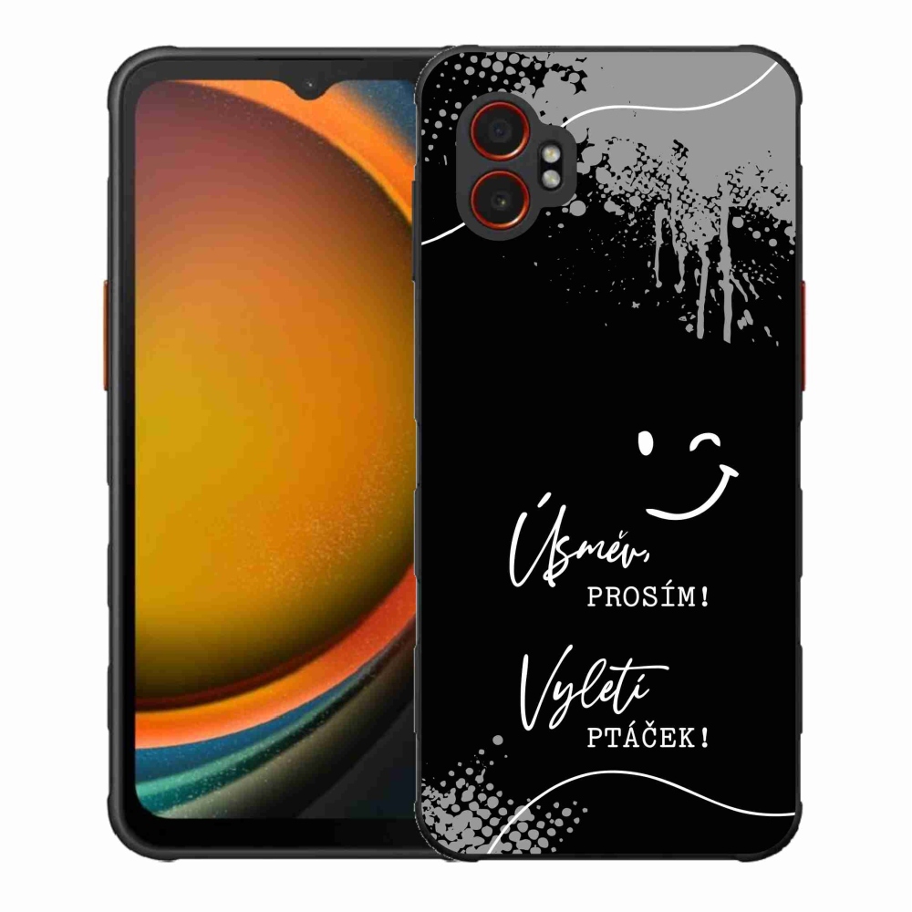 Gélový kryt mmCase na Samsung Galaxy Xcover 7 Pro - vtipný text 4 čierne pozadie