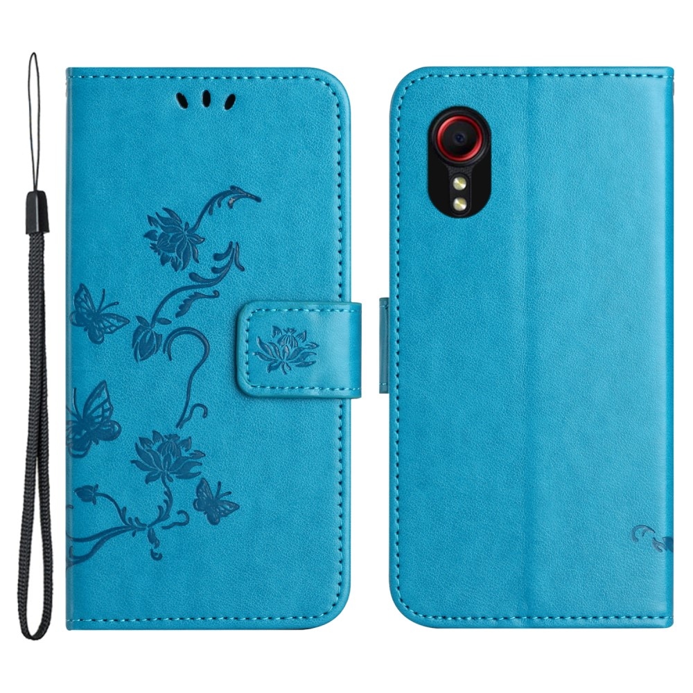 Flower knižkové púzdro na Samsung Galaxy Xcover 7 - modré