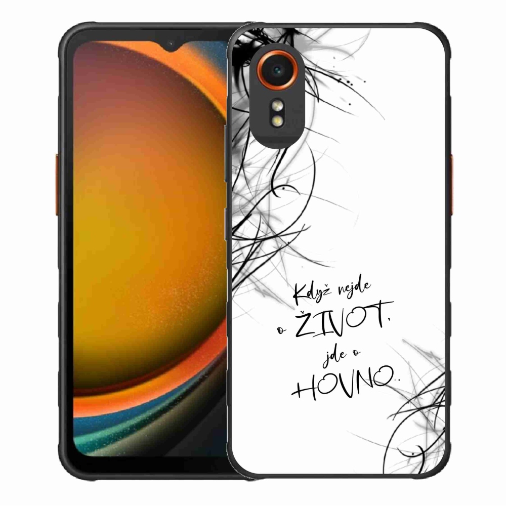 Gélový kryt mmCase na Samsung Galaxy Xcover 7 - vtipný text 16 biele pozadie