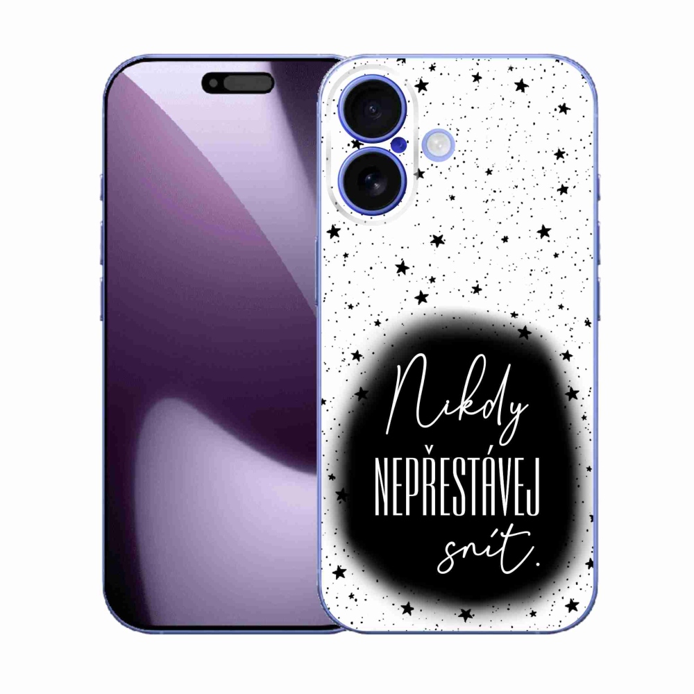 Gélový kryt mmCase na iPhone 17 - citát 1 čiernobiele pozadie