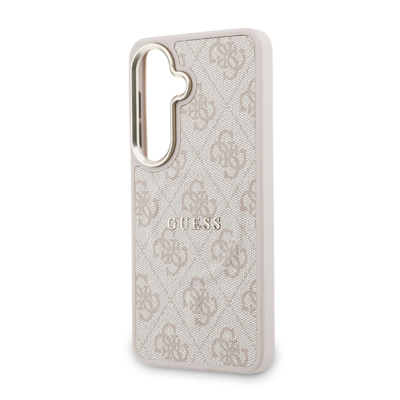 Guess PU kožený zadný kryt 4G Gold Frame s magnetickým rámom pre Samsung Galaxy S26+ Pink