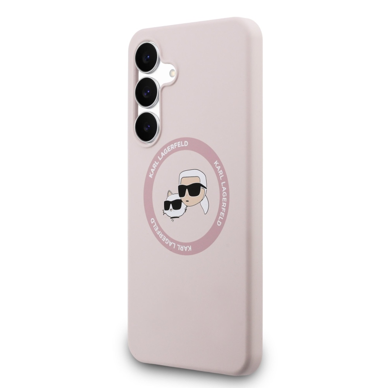 Karl Lagerfeld Liquid Silicone K&CH Heads MagSafe Zadný Kryt pre Samsung Galaxy S25 FE Pink