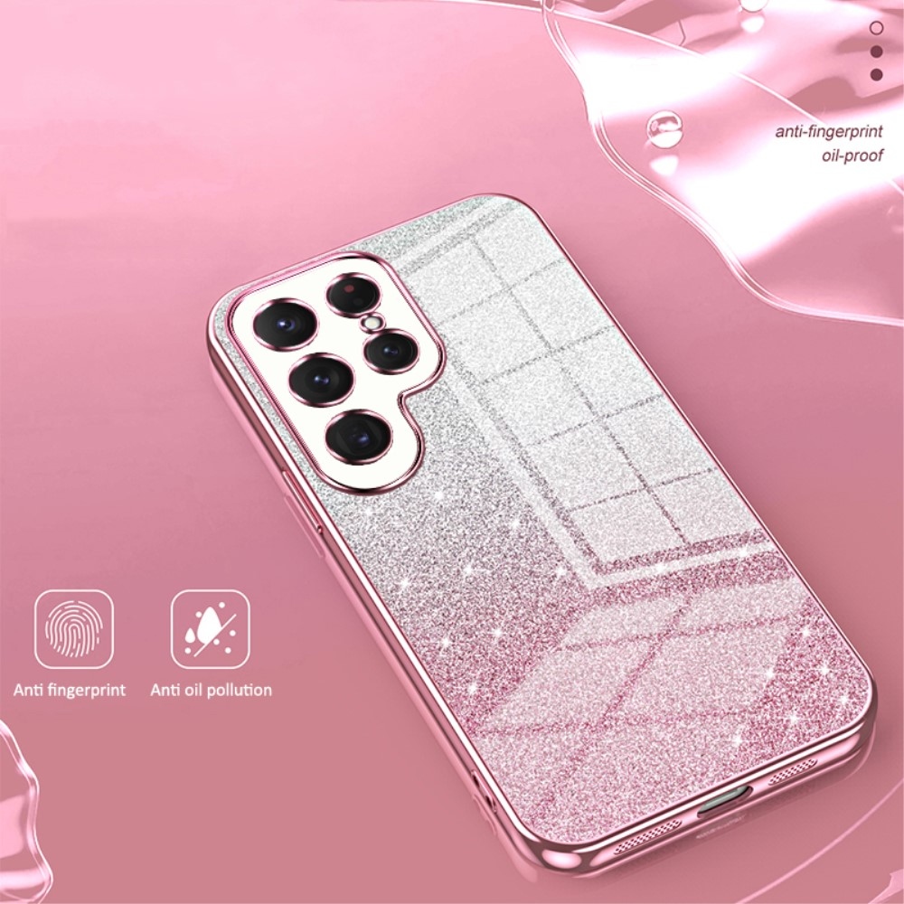 Cut gélový trblietavý obal na Samsung Galaxy S24 Ultra - ružový